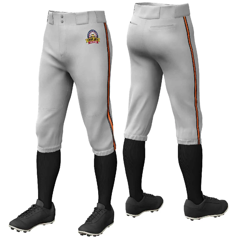 Special Discount Custom Gray Black Orange-Black Classic Fit Stretch Practice Knickers Baseball Pants