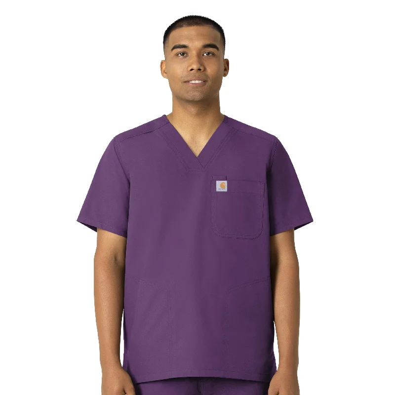 Weekend Bargains to Enjoy Carhartt Force Essentials Men's V-Neck Shirttail Scrub Top - Eggplant