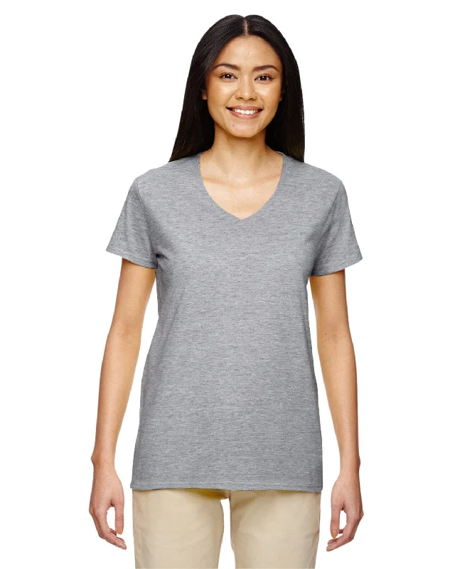 Epic Deals Gildan Ladies Heavy Cotton 5.3 oz. V-Neck T-Shirt | Sport Grey