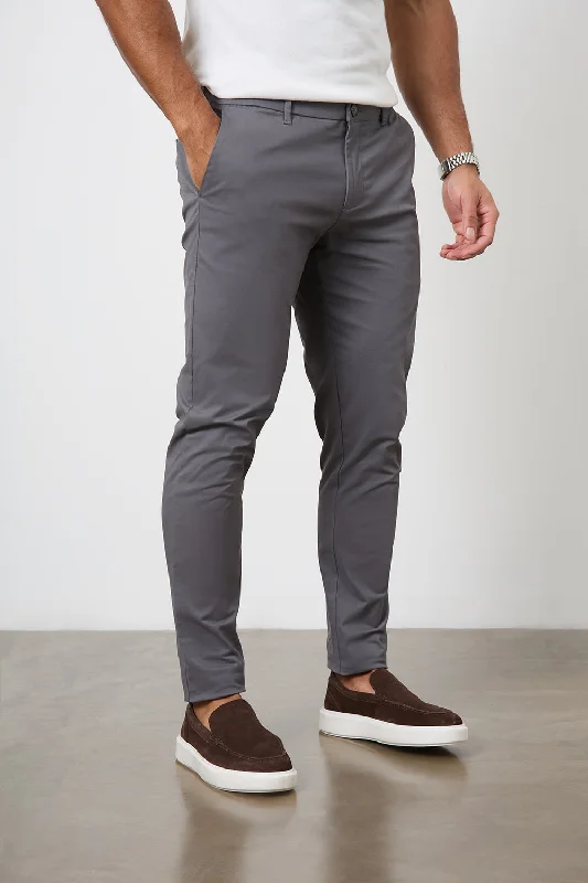 New Arrival Athletic Fit Cotton Stretch Chino Pants in Dark Grey