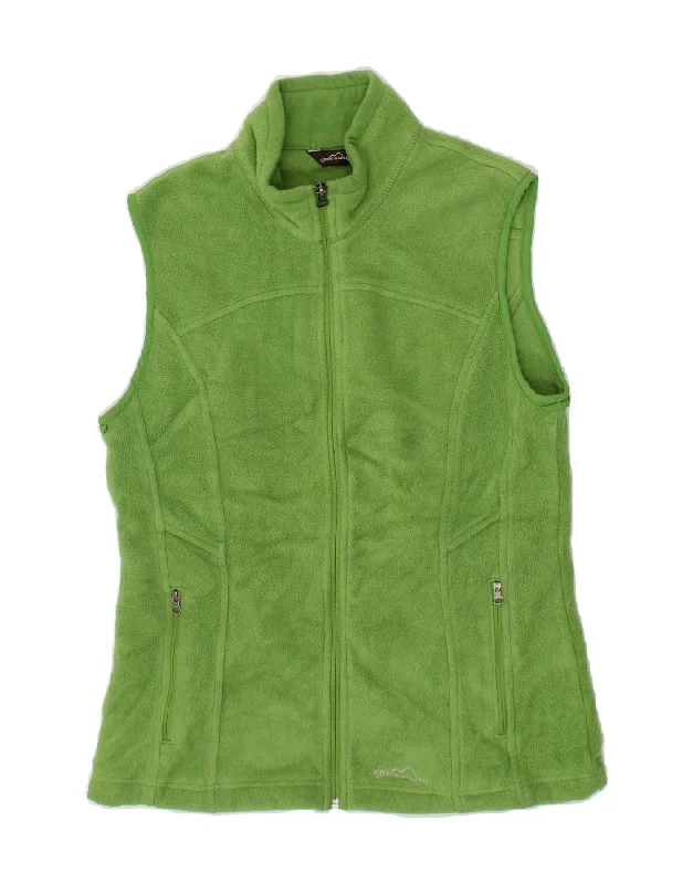 EDDIE BAUER Womens Fleece Gilet UK 14 Medium Green Polyester