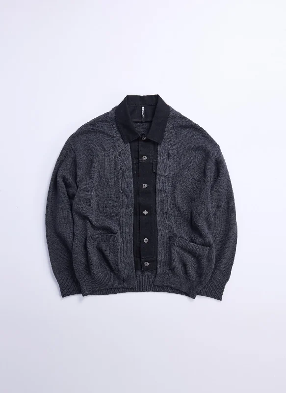 Can't Resist Acrylic Wool 2 in 1 Blocking Knitted Cardigan