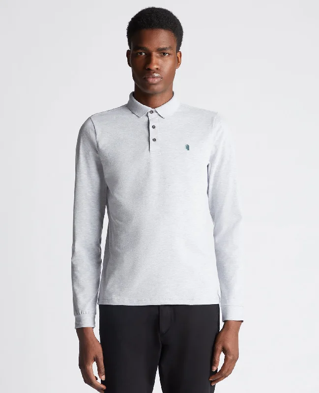 Deal of the Day Tapered Fit Cotton-Stretch Long-Sleeve Polo Shirt