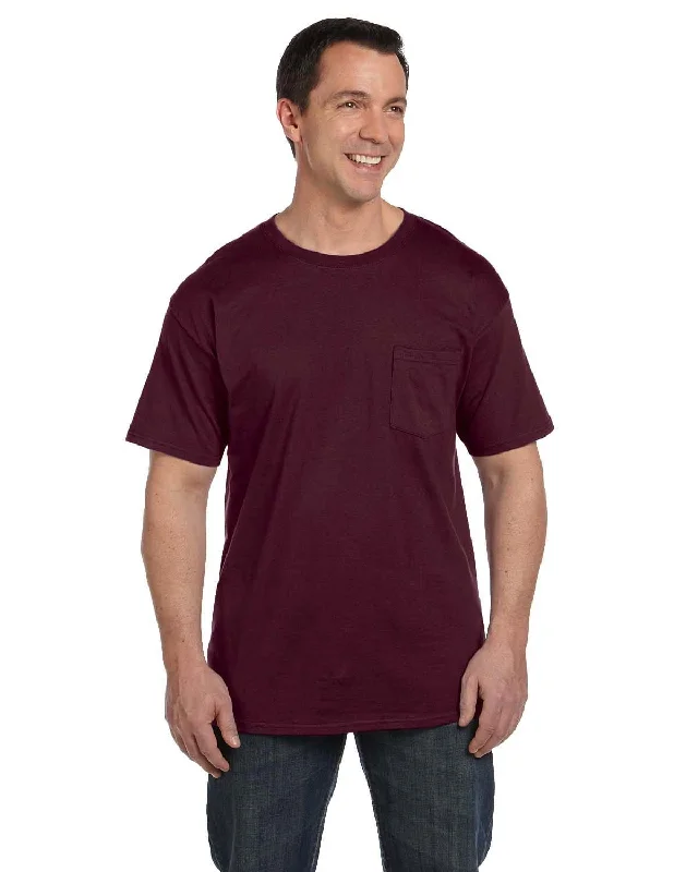 Friends and Family Sale Hanes Beefy-T Pocket T-Shirt | Maroon