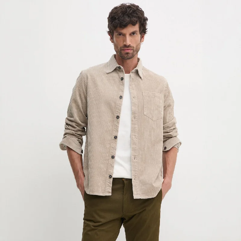 Weekend Offers That Delight Beige Cotton-Stretch Corduroy Overshirt w/ Moon Badge - Paul & Shark