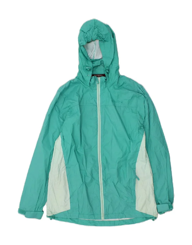 MOUNTAIN WAREHOUSE Womens Rain Jacket UK 12 Medium Turquoise Colourblock