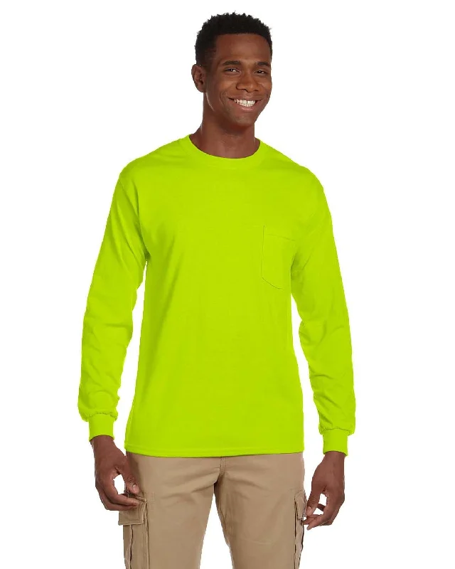 Extra Discounts Gildan Ultra Cotton Long Sleeve Pocket T-Shirt | Safety Green