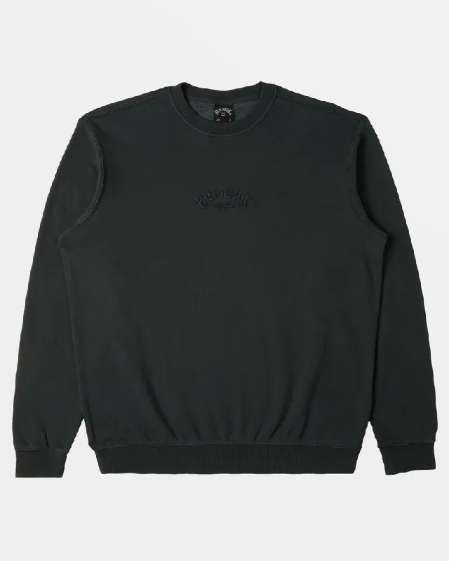 New Deal Billabong Wave Washed Crew Sweatshirt-Forest Green