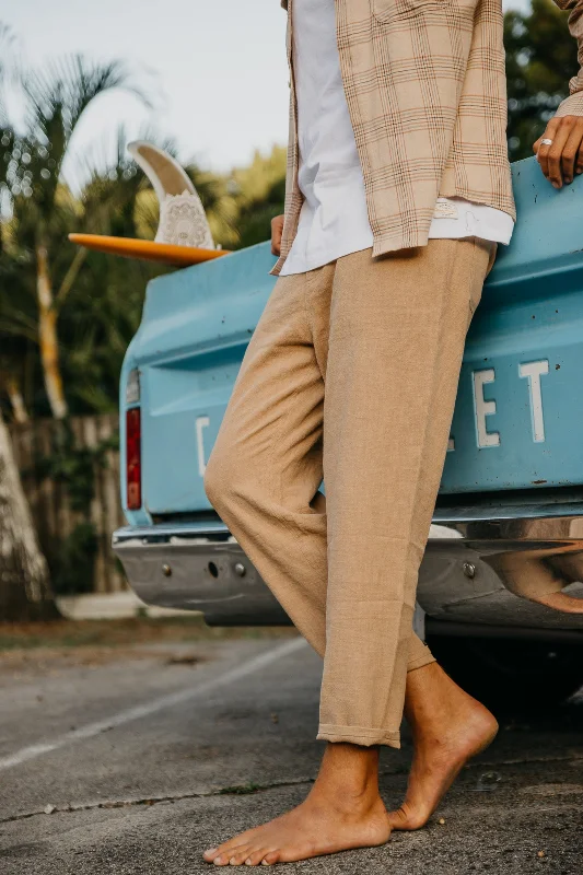 Weekend Offers That Delight Miller - Textured Linen Pants - Light Brown