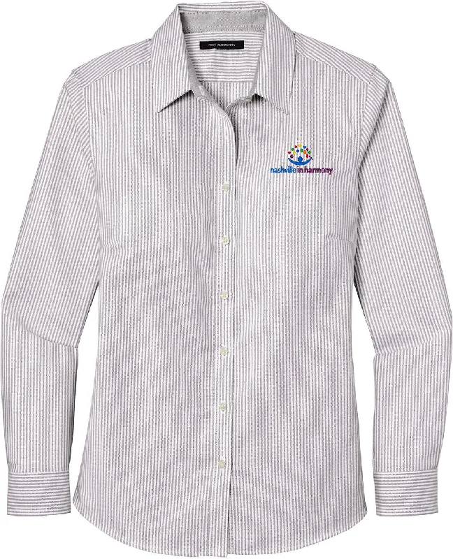 Huge Discounts Port Authority Ladies SuperPro Oxford Stripe Shirt