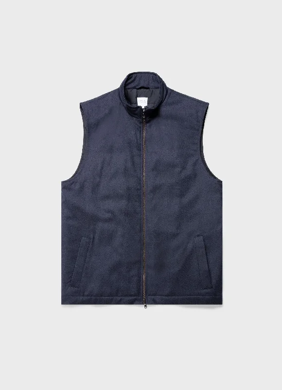 Weekend Offers That Dazzle Men's Insulated Wool Gilet in Navy Melange