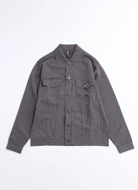 Instant Deal Polyester Business Knit Trucker Jacket
