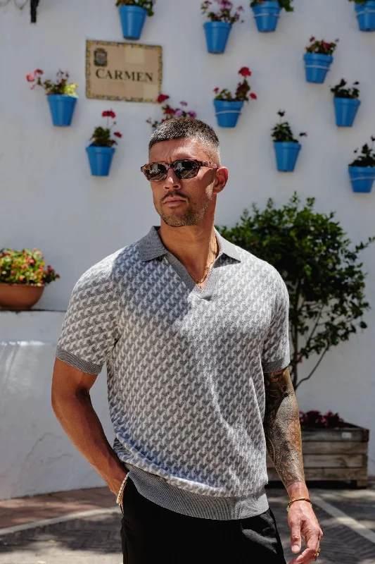 Weekend Bargains to Grab Grey Illusion Knit Polo