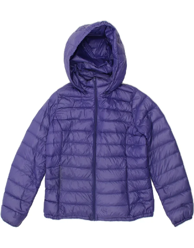 BENETTON Womens Hooded Padded Jacket UK 14 Large Blue