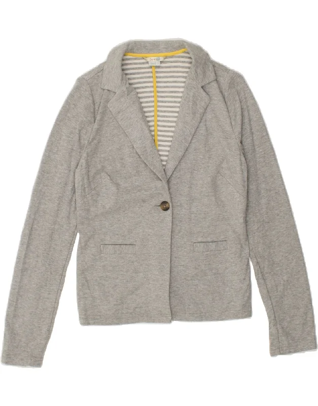 BODEN Womens 1 Button Blazer Jacket UK 12 Medium Grey Cotton