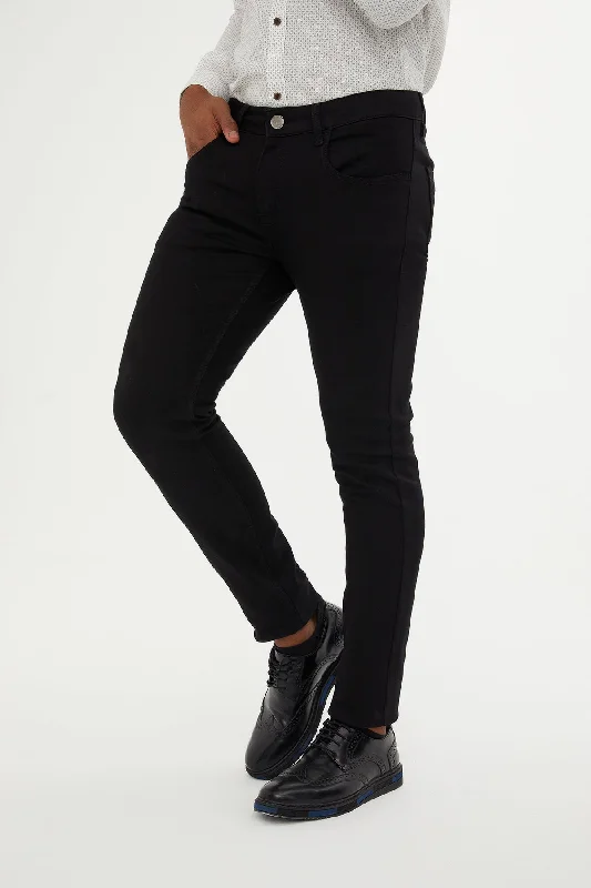 Referral Discount Slim Fit Black 5 Pocket Low Waist Cotton Casual Pants