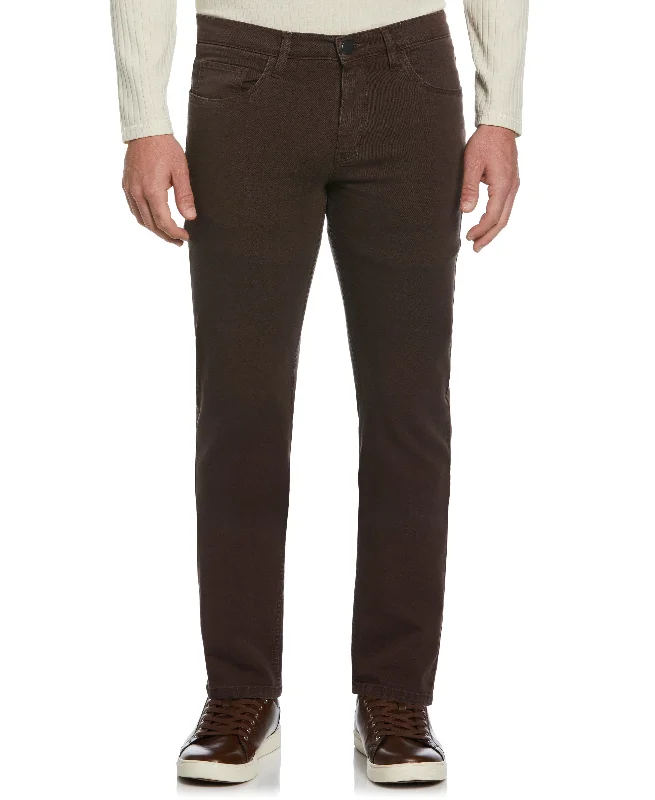 Super Deal Slim Fit Dyed Solid Twill Five Pocket Pant