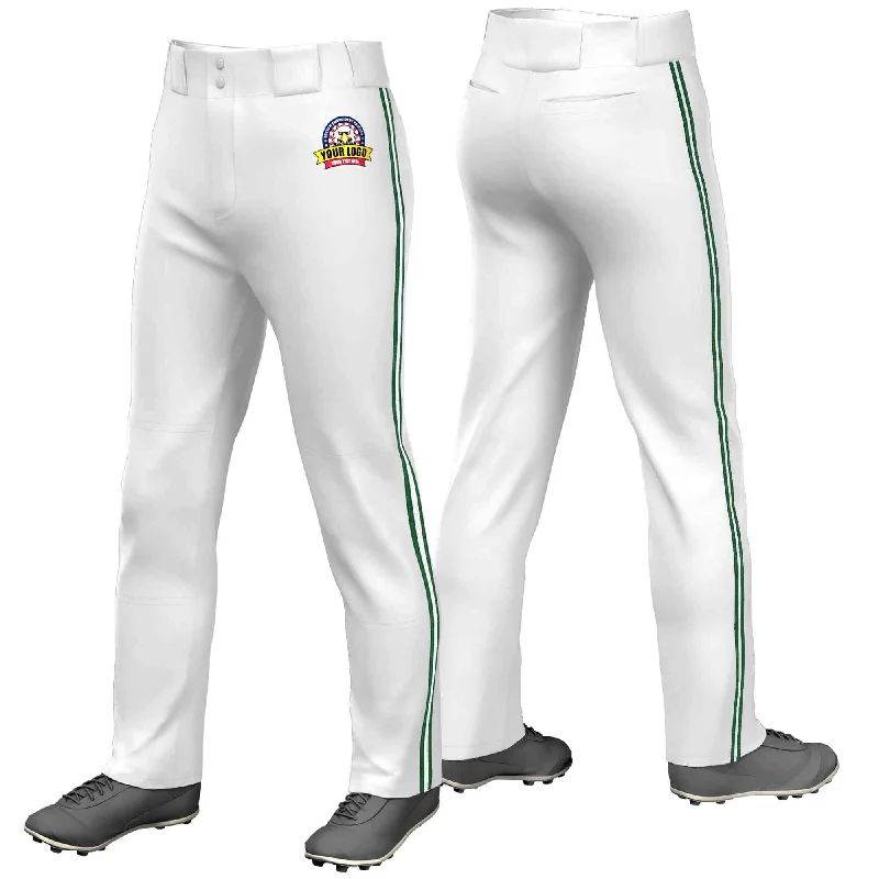 Stock Up and Save Custom White Green White-Green Classic Fit Stretch Practice Loose-fit Baseball Pants