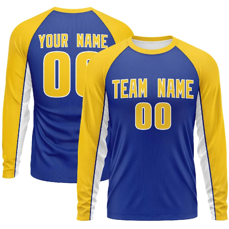 Weekend Specials You Can't Miss Custom Royal Gold Crew Neck Raglan Long Sleeve Performance T-Shirt
