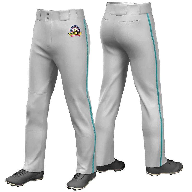 Big Discounts Custom Gray Aqua Classic Fit Stretch Practice Loose-fit Baseball Pants