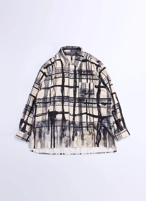 Top Pick Cotton Corduroy Hand Draw Checkers Shirt