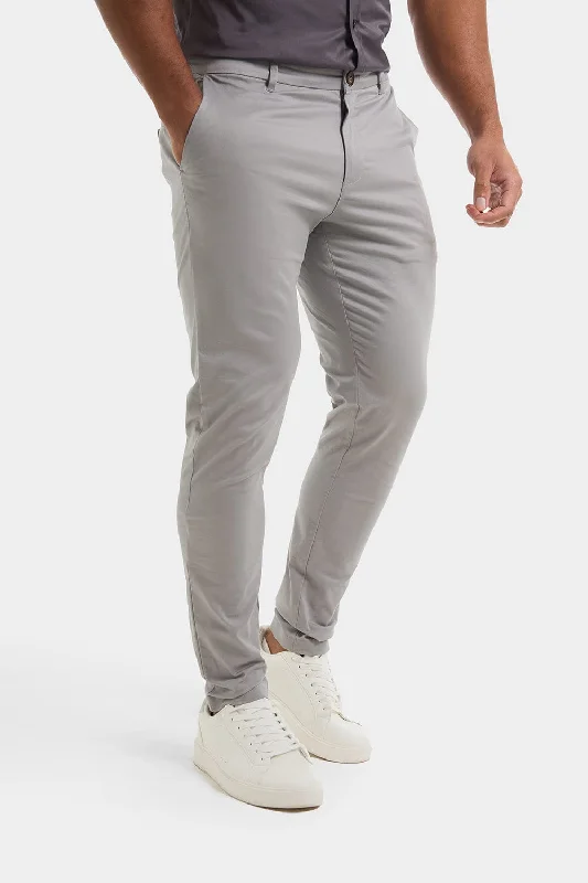 Weekend Shopping Extravaganza Athletic Fit Cotton Stretch Chino Pants in Pale Grey