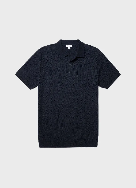 Price Cut Men's Knit Polo Shirt in Navy