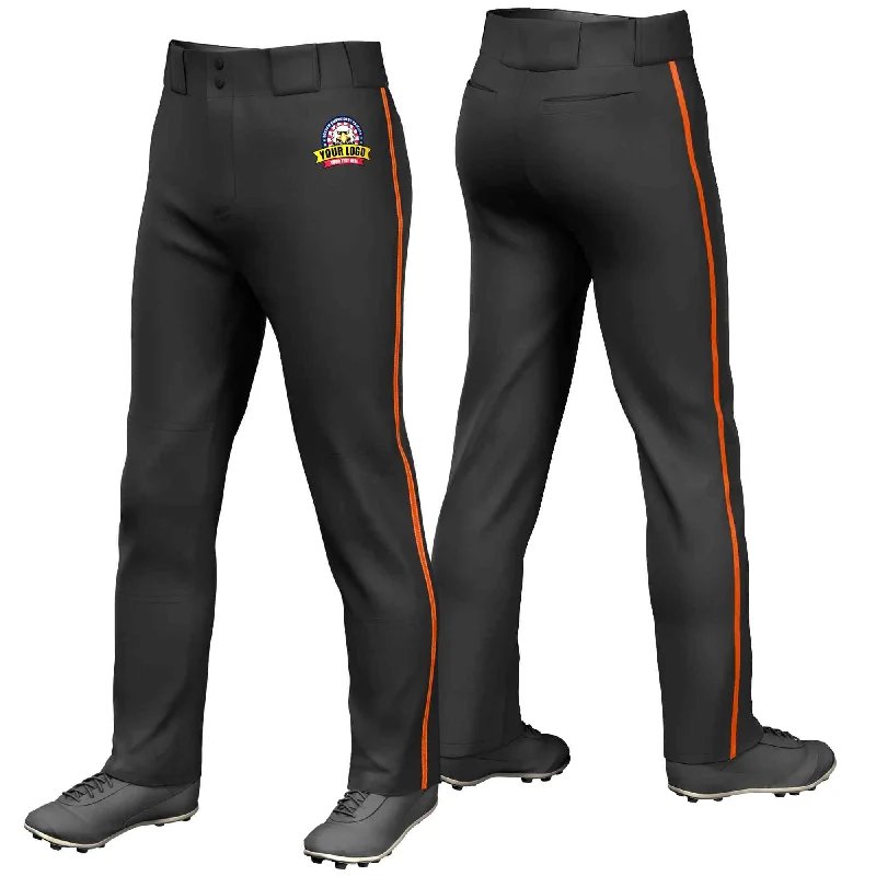 Time-Limited Offer Custom Black Orange Classic Fit Stretch Practice Loose-fit Baseball Pants