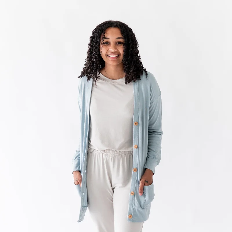 Weekend Wonders Await! Bamboo Jersey Adult Cardigan in Fog