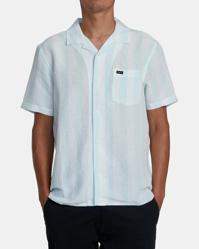 Weekend Deals That Please Love Stripe Short Sleeve Shirt - Light Blue