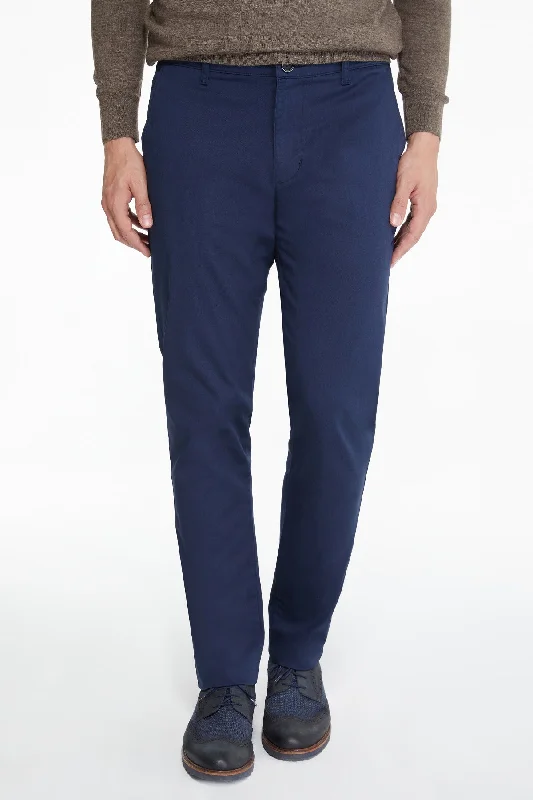 Markdown Madness Regular Fit High Waist Light Navy Cotton Casual Pants