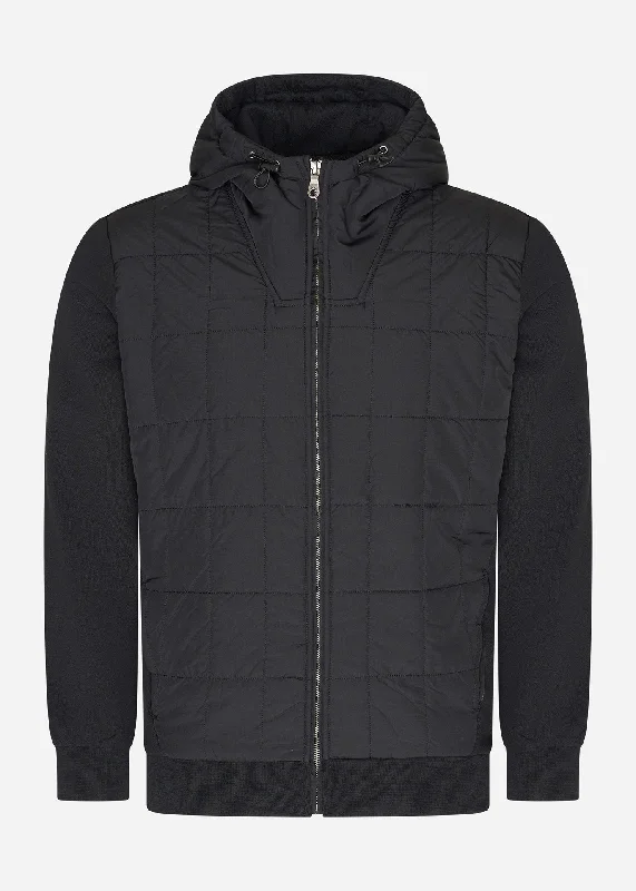 YEAR-End Sale Hybrid quilted zip through hoodie - jet black