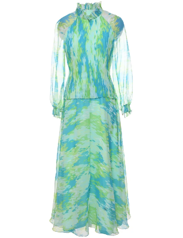Crazy Deals 1970s Abstract Pattern Maxi Dress - M