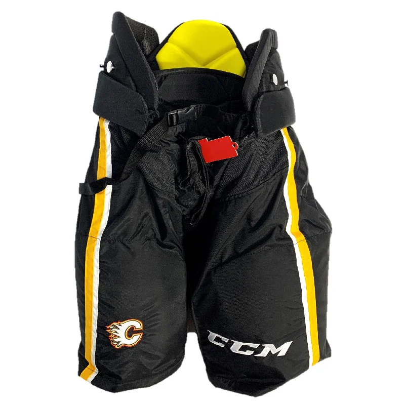 Lowest Prices CCM HPTK Pro Stock Hockey Pants - Calgary Flames (NHL) - Black/White/Yellow