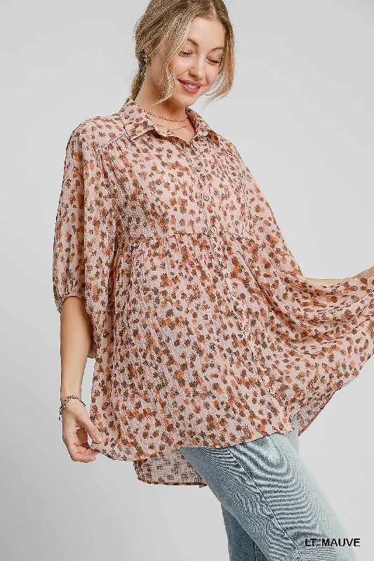 Umgee Printed Mauve Top