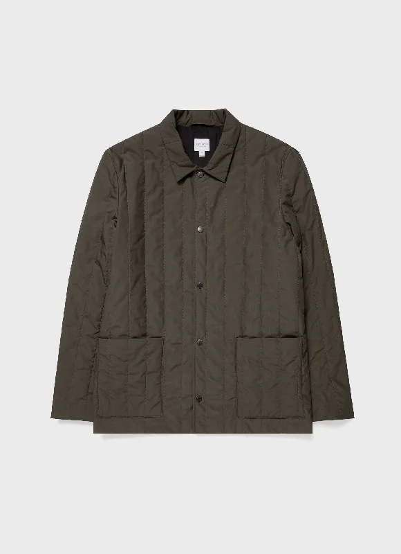 Weekend Savings Sensation Men's Quilted Twin Pocket Jacket in Dark Olive