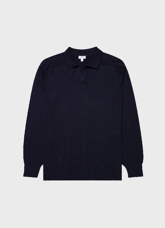 Weekend Bargains to Celebrate Men's Sea Island Cashmere Polo Shirt in Navy