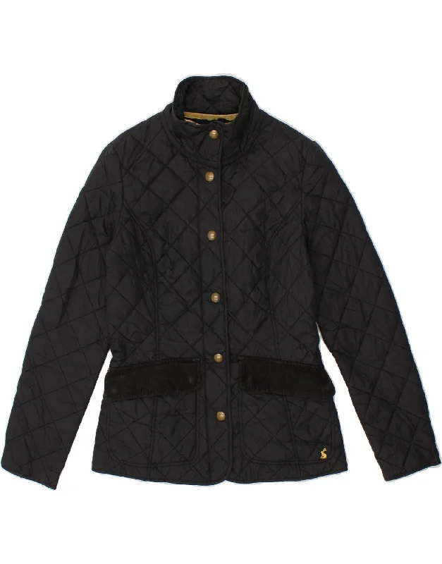 JOULES Womens Quilted Jacket UK 8 Small Black Polyamide