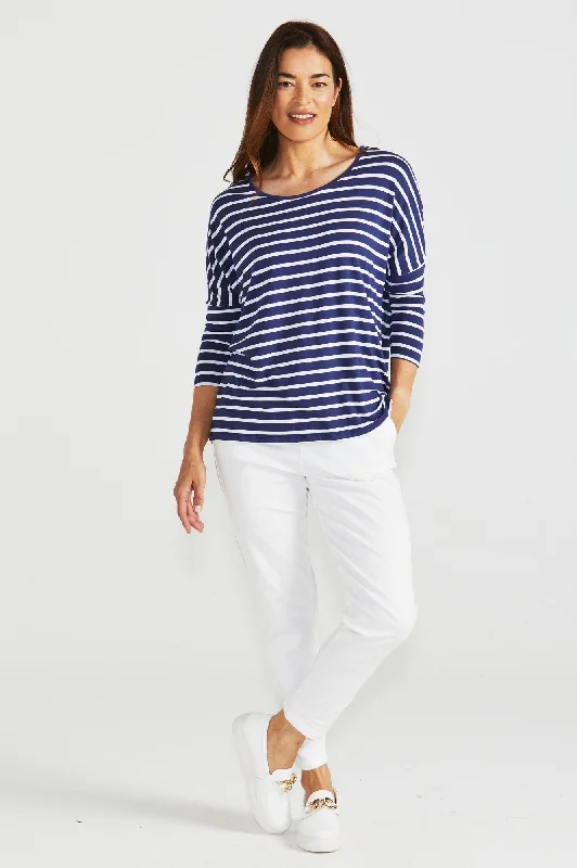 Milan Tee 3/4 Sleeve - Parisian Stripe