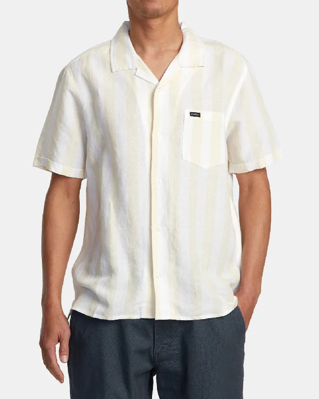 Huge Discounts Love Stripe Short Sleeve Shirt - Canary