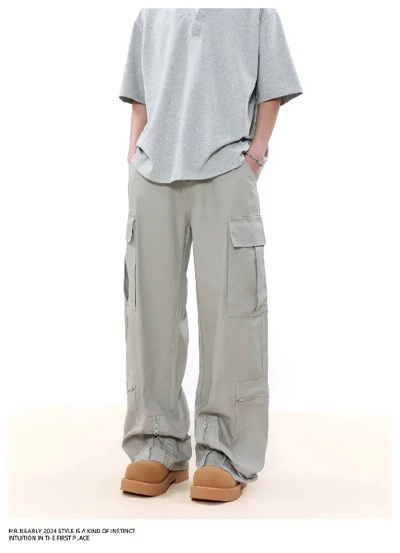 Weekend Discounts to Enjoy Solid Zipped Slit Cargo Pants