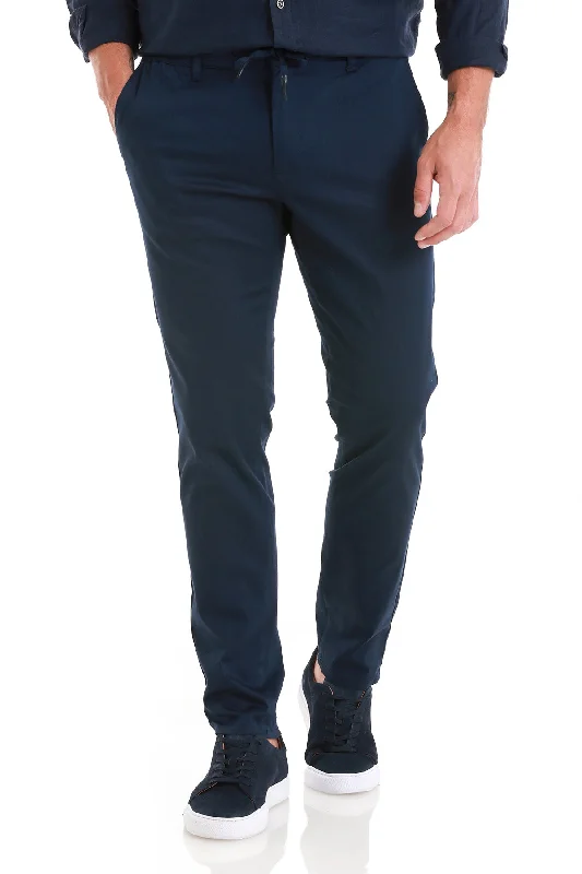 Reduced Price Regular Fit Side Pocket Low Waist /  Unpleated Cotton & Elastane Jogger, Navy