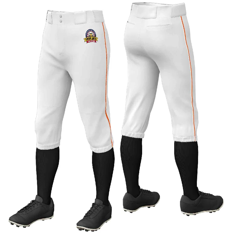 Best Seller Custom White Orange-White Classic Fit Stretch Practice Knickers Baseball Pants