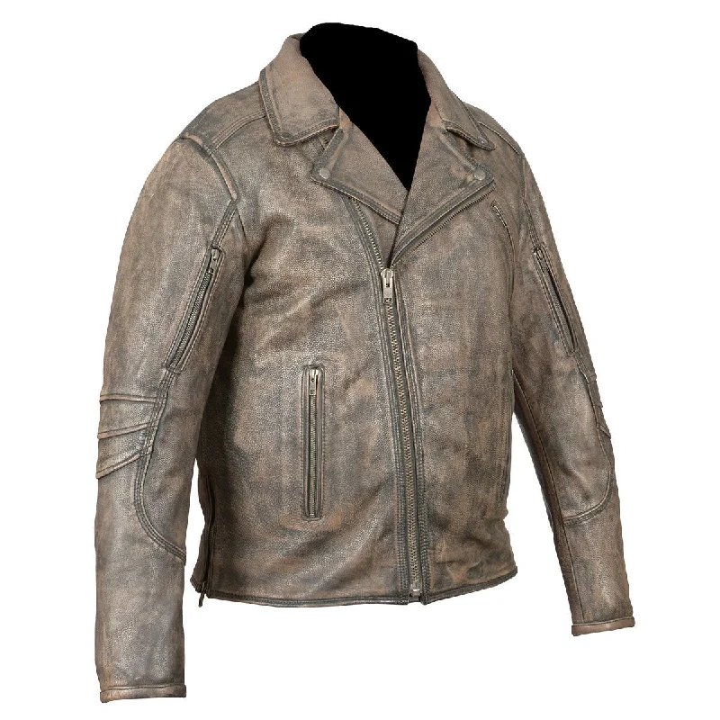 Year-End Sale HMM517DB Men's Premium Leather Beltless Mcj W/dual Gun Pockets & Z/o Liner With Adjustable Collars For Different Styles
