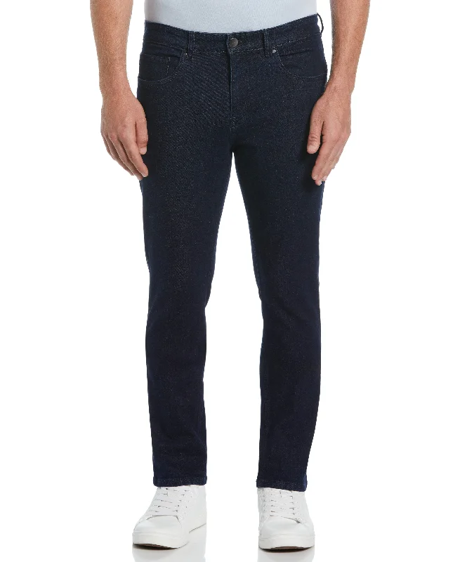 Discount Days Slim Fit Indigo Rinse 5-Pocket Stretch Denim Jeans