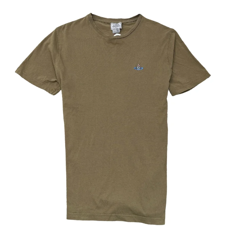Year-End Sale Men's Embroidered Orb T-Shirt Khaki Size M