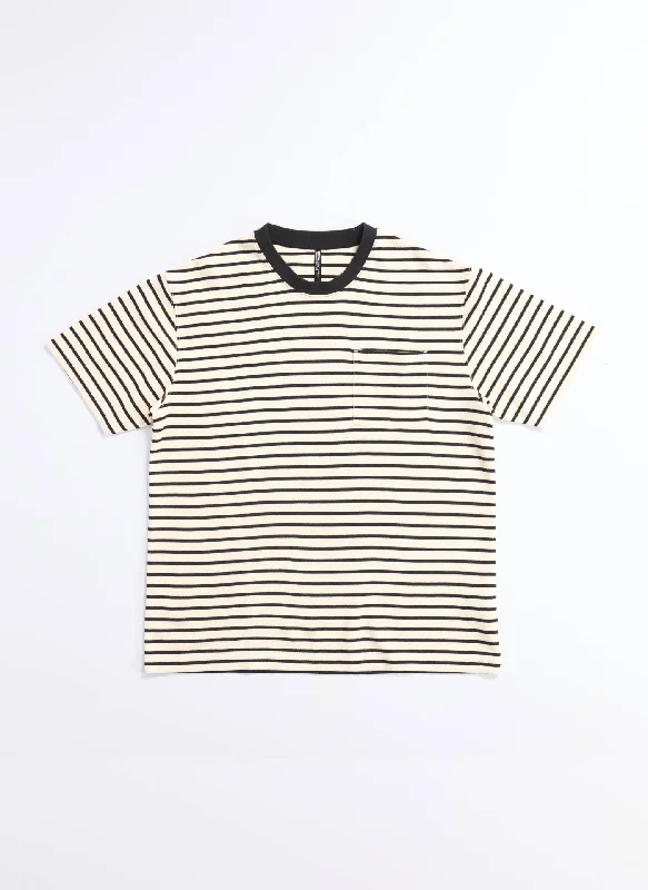 Unwind with Weekend Discounts Jacquard Short Sleeves Border Top (T03)