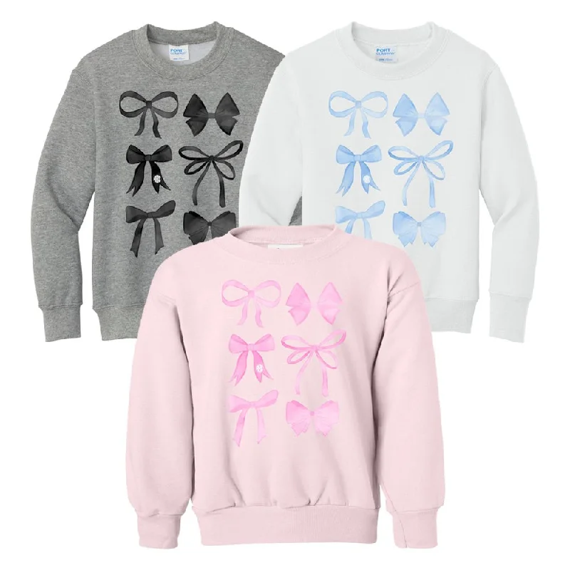 Kids Monogrammed 'Watercolor Bows' Crewneck Sweatshirt