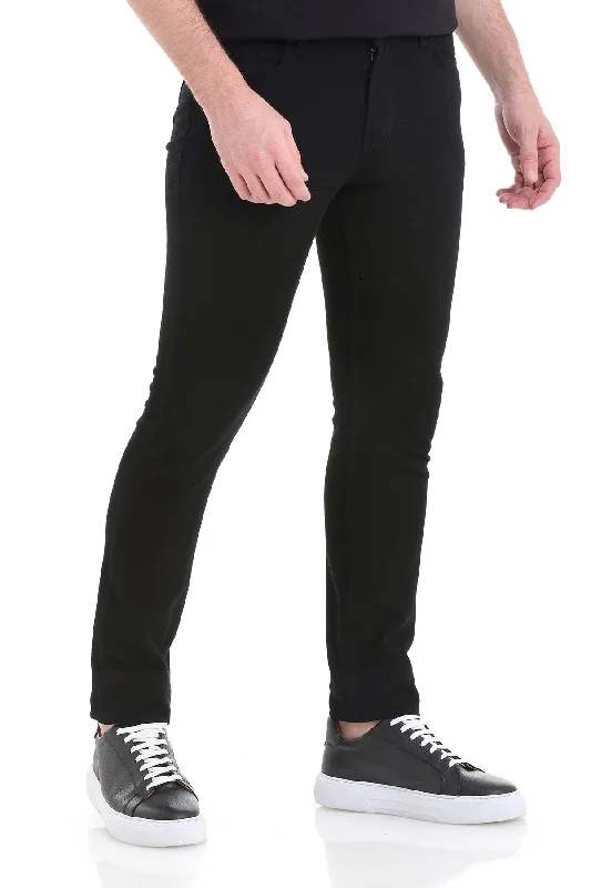 Savings Galore Slim Fit 5 Pocket Low Waist /  Unpleated Cotton Casual Pants, Black D.