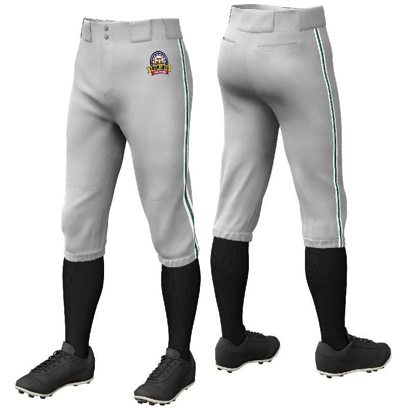 The Best Prices Custom Gray White Green-White Classic Fit Stretch Practice Knickers Baseball Pants